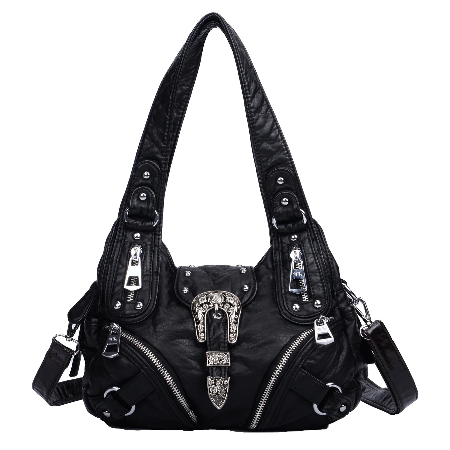 Damen-Hobo-Tasche Aus PU-Leder Mit Verstellbarem Schultergurt Und Mehrfach-Reißverschlussfächern