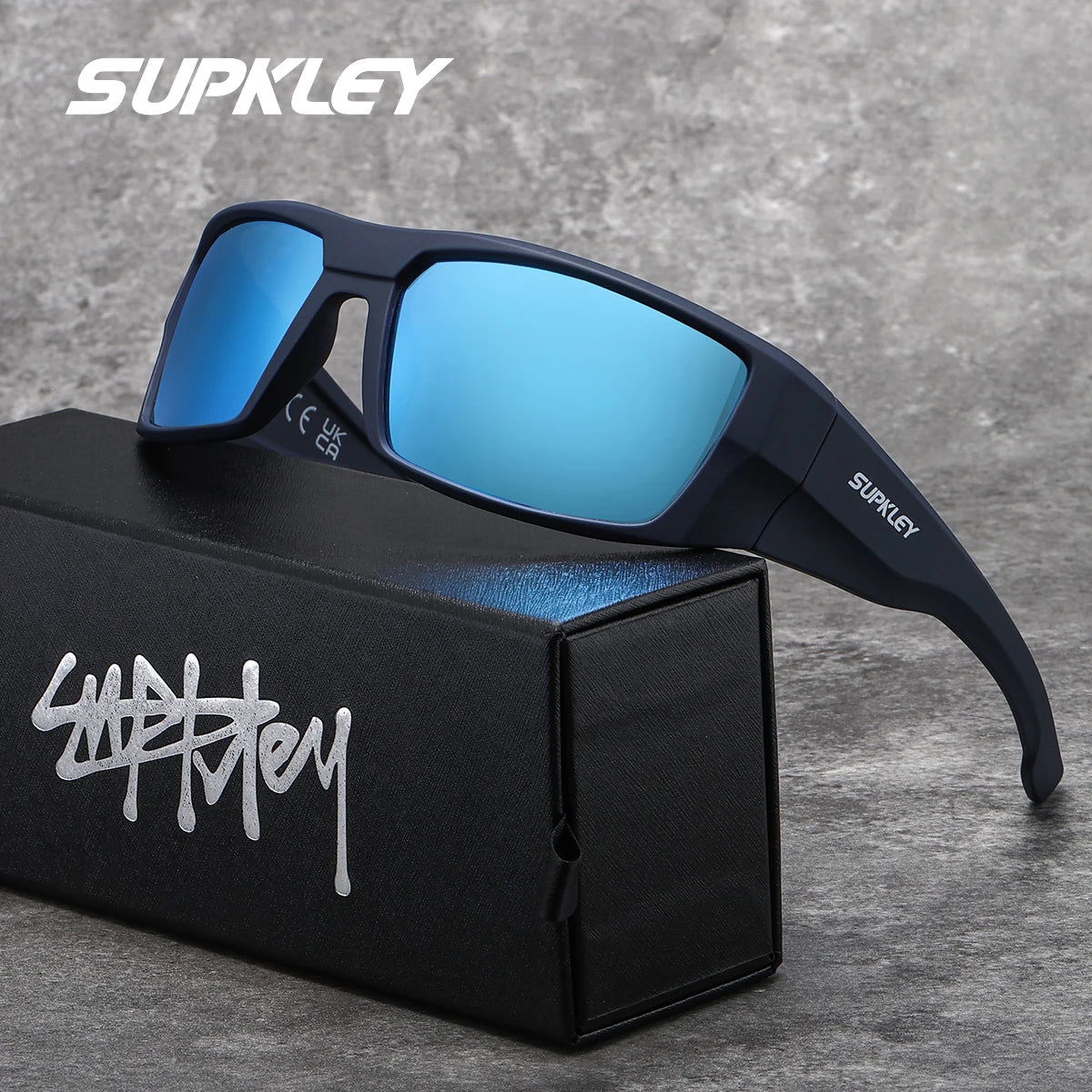 Sonnenbrille Reitstil Rechteck polarisiert UV400 Unisex Geschenk