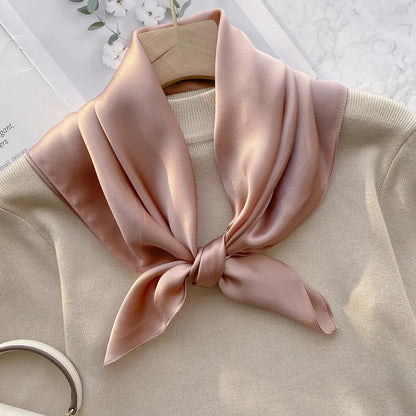 Damen Seidenschal 70cm einfarbig quadratisch weich Bandana Haarband natürlich