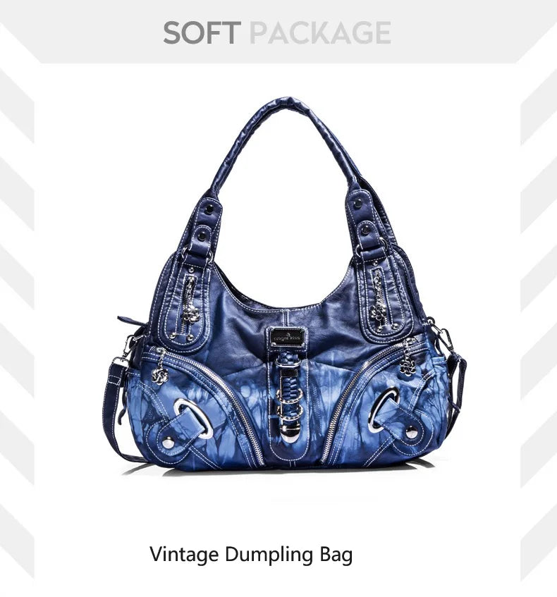 Damen-Schultertasche Vintage Stil mit Top-Griff große Handtasche für Alltag und Freizeit