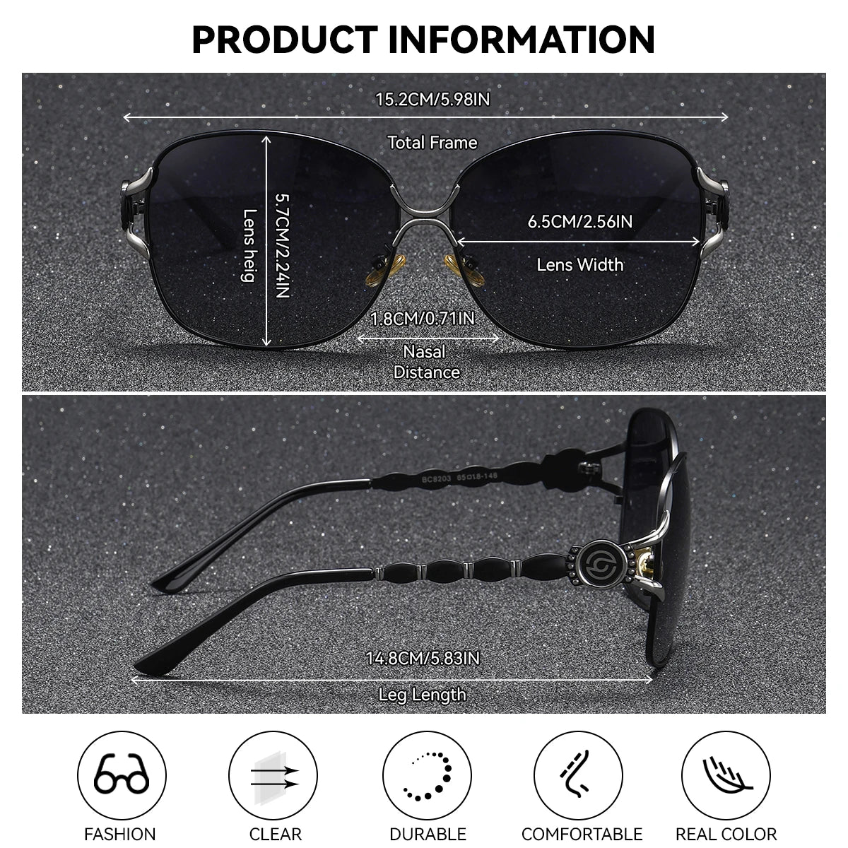 Damen-Sonnenbrille oval übergroß Retro Metall UV400 Geschenkbox