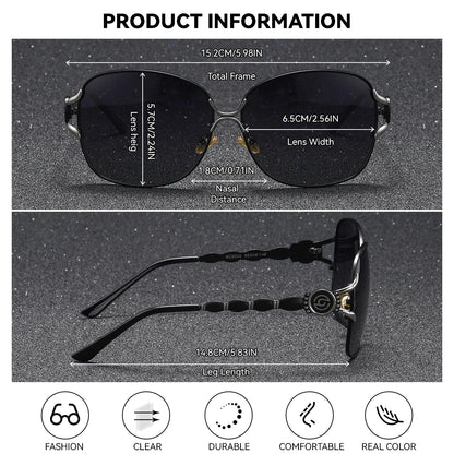 Damen-Sonnenbrille oval übergroß Retro Metall UV400 Geschenkbox
