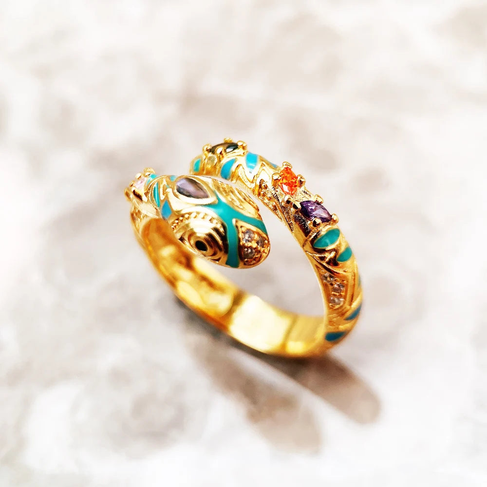 Damen-Ring Schlange magisch vergoldet klassisch aus Sterlingsilber