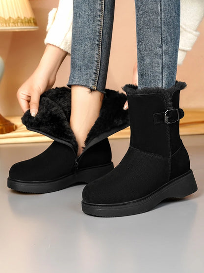 AIYUQI Snow Boots Female Genuine Leather 2025 New Wedge Anti-slip Women's Winter Shoes Boots Natural Wool Women Ankle Boots
