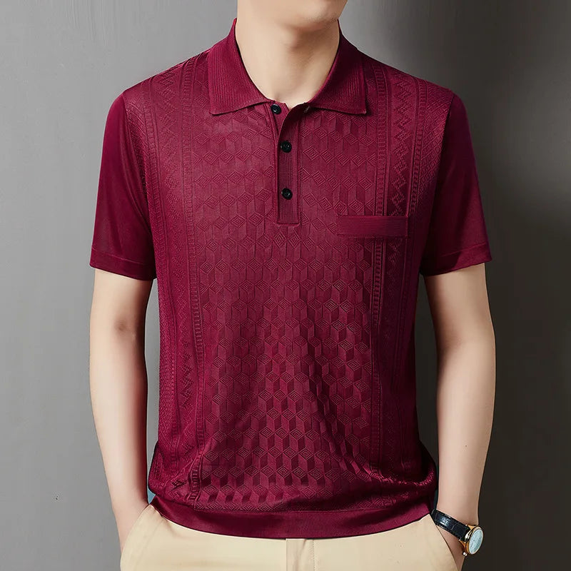 Kurzes Herren-Poloshirt mit Perlenkragen – ideal für Sport und Freizeit im Sommer