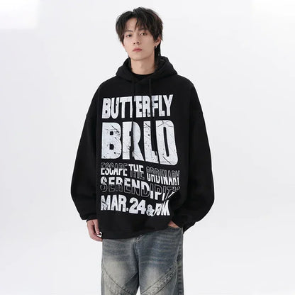 Herren Hoodie mit Letter Print im Hip Hop Stil für den Herbst
