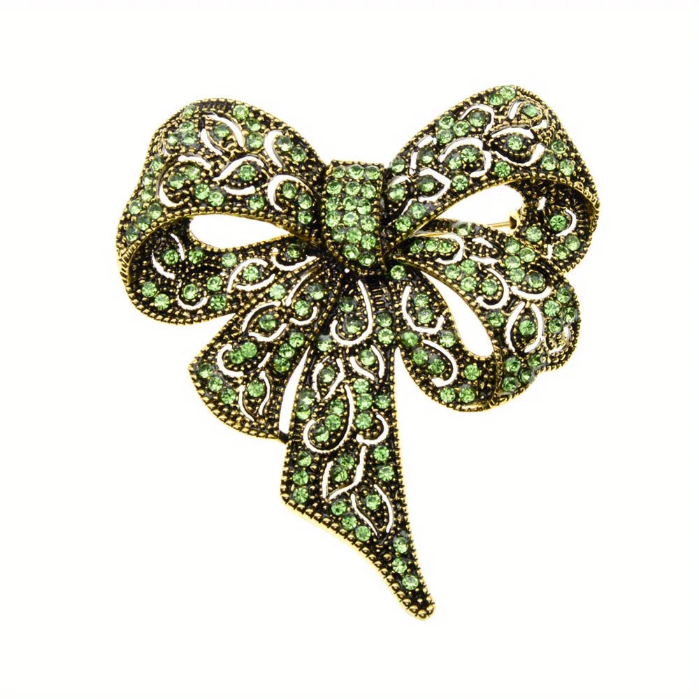 Brosche Schleife Kristall Perle Glänzend Boutique Geschenk Damen