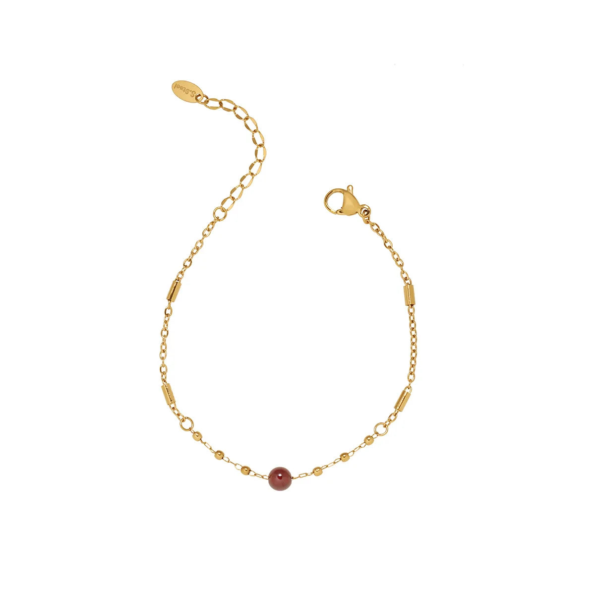 Damen-Armband mit Granat-Naturstein und Edelstahl