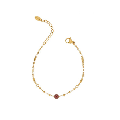 Damen-Armband mit Granat-Naturstein und Edelstahl