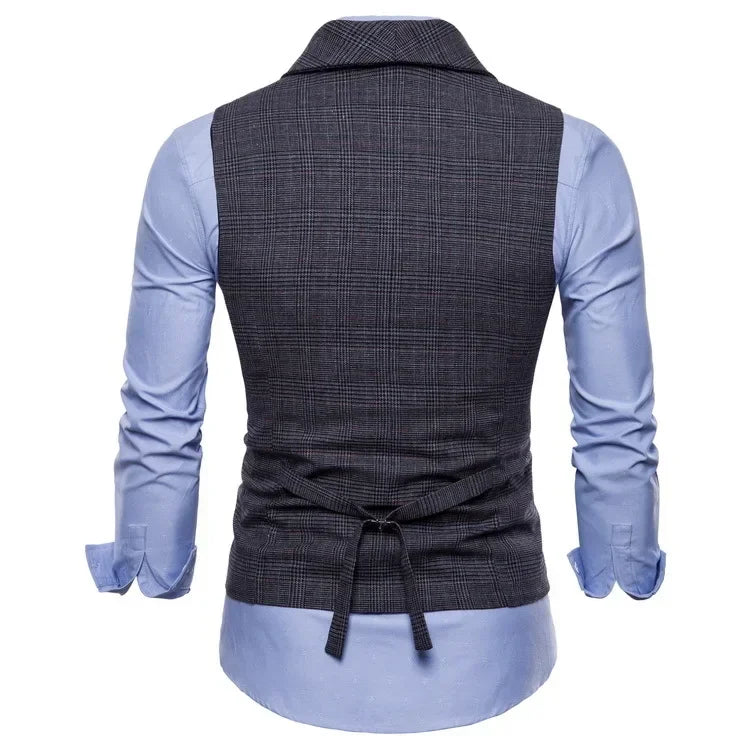 Herren-Weste mit Schnürung aus Baumwoll-Leinen-Mischung – Kurzarmshirt in Unifarbe