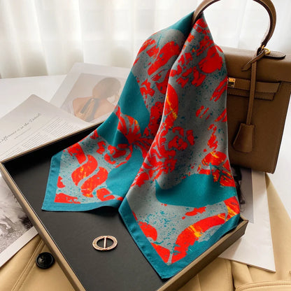 Damen Seidenschal quadratisch 68cm Halstuch Bandana Hijab Pashmina