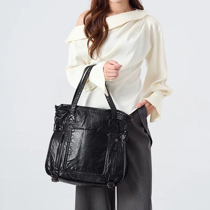 Damen-Handtasche aus weichem Leder mit Mehrfachfächern Große Umhängetasche mit Top-Griff