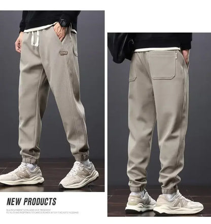 Herrenhosen Herbst und Winter Japanische Krawatten Lose Sport Kordelzug Warme Freizeithosen