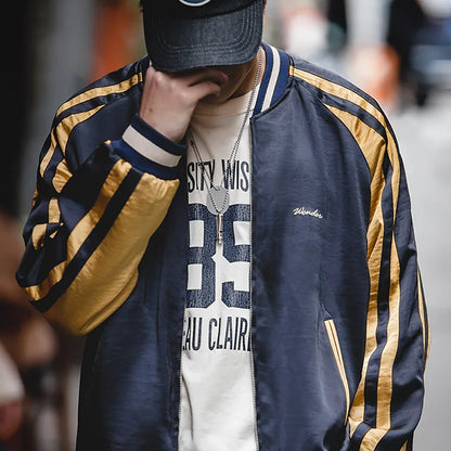 Herren Yokosuka Jacke Retro Reversible Tiger bestickte Patchwork-Outwear