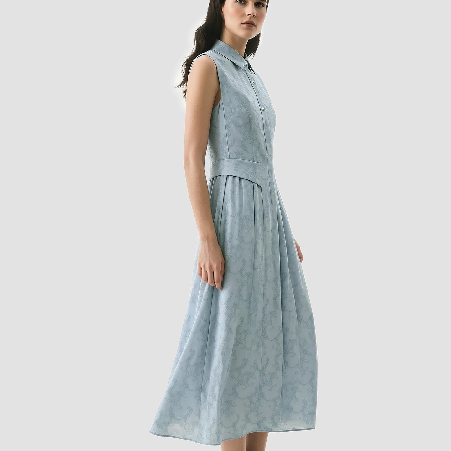 Elegantes Langes Damen Kleid Slim Fit Mit Kragen Für Büro