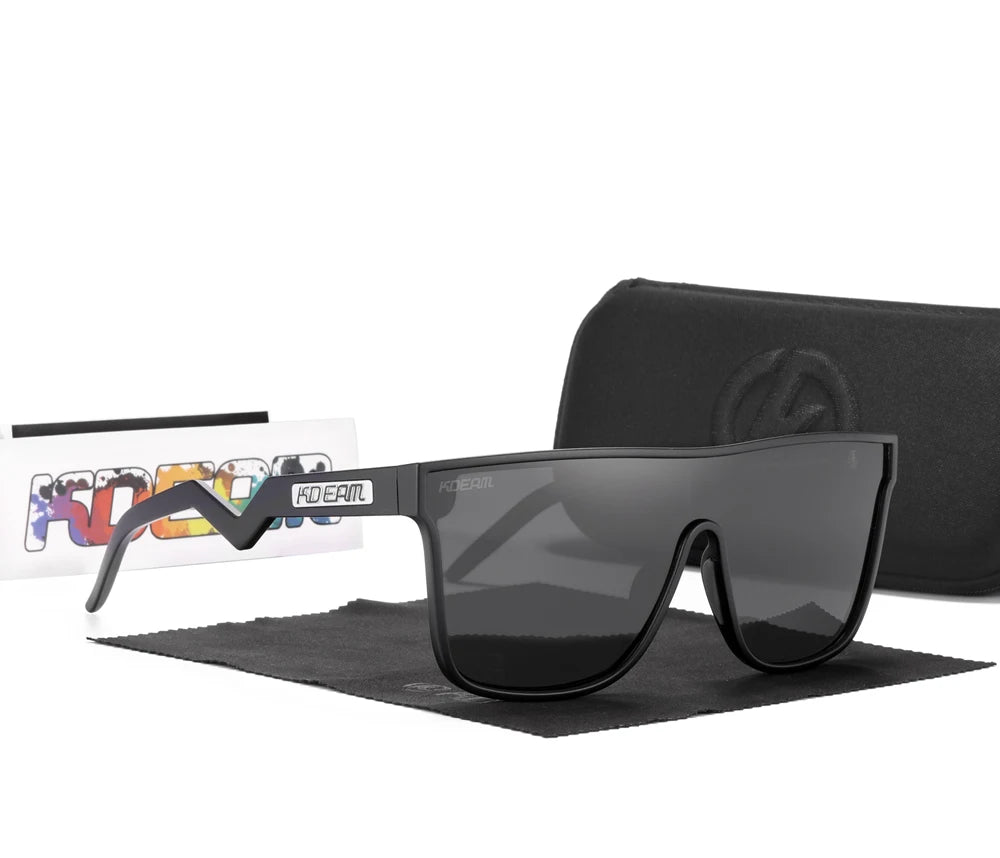 Sonnenbrille Einteiler übergroß polarisiert gebogene Gläser Herren