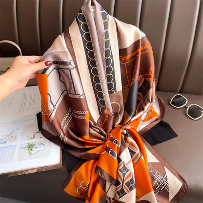 Damen Seidenschal groß 180x90cm Sommer Strand Foulard Bandana weich