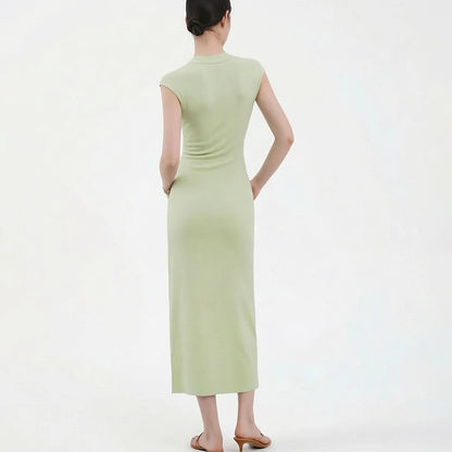 Elegantes Damen Strickkleid Mit Bequemem Stretch Und Chinesischem Stil
