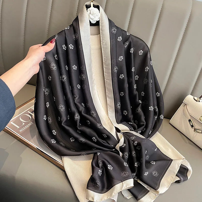 Damen Seidenschal groß 180x90cm Sommer Strand Foulard Bandana weich