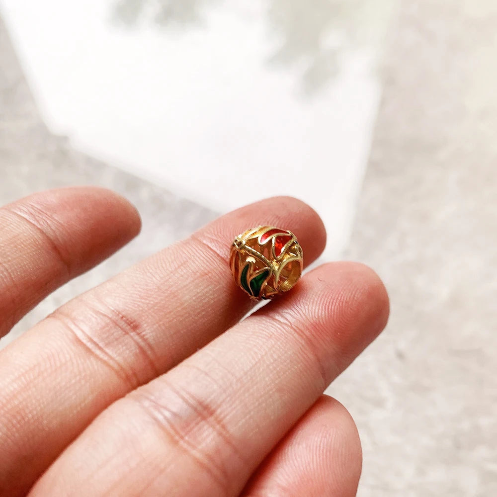 Damen-Charm-Anhänger Libelle golden bunt Karma aus Sterlingsilber