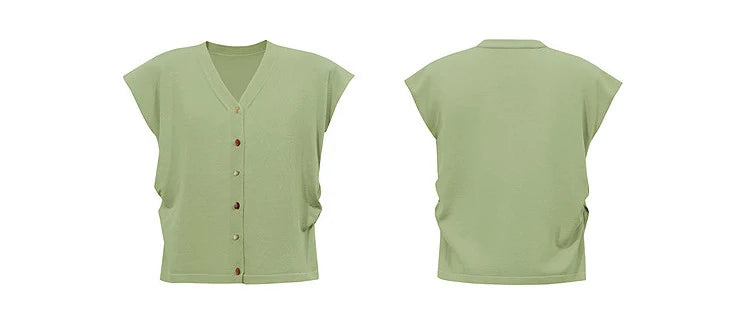 Damen V-Ausschnitt Cardigan Crop Kurzarm Viskose Sommer