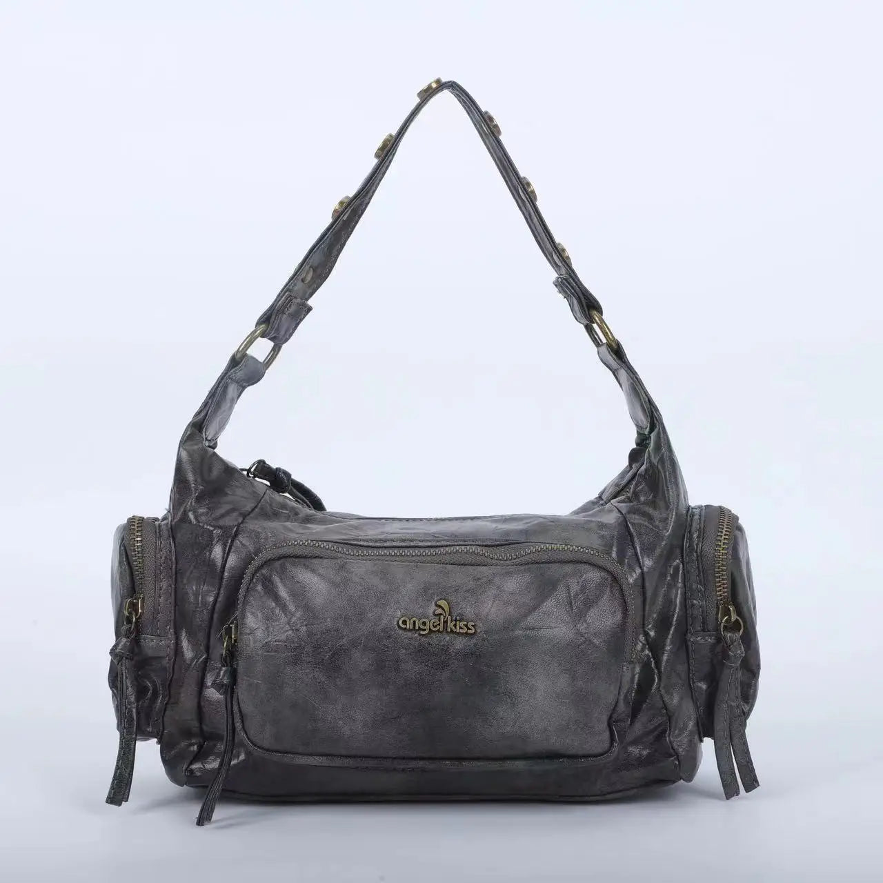 Damen-Handtasche aus Denim mit Top-Handle Stil und großzügigem Innenfach mit Reißverschluss