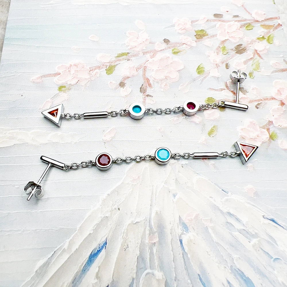 Damen-Ohrtropfen bunt geometrisch Sommer aus Sterlingsilber