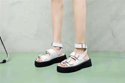 Aiyuqi Sandalen Frauen echtes Leder 2024 neue Sommer offene Frauen Strands andalen Keil Mode Damen Sandalen