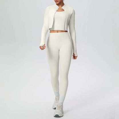 Hellivory Yoga-Set mit Zip-Top und High-Waist-Leggings, vorne