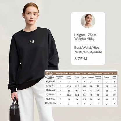 Damen-Rundhals-Sweatshirt Stickerei Kunstfell warm locker Winter