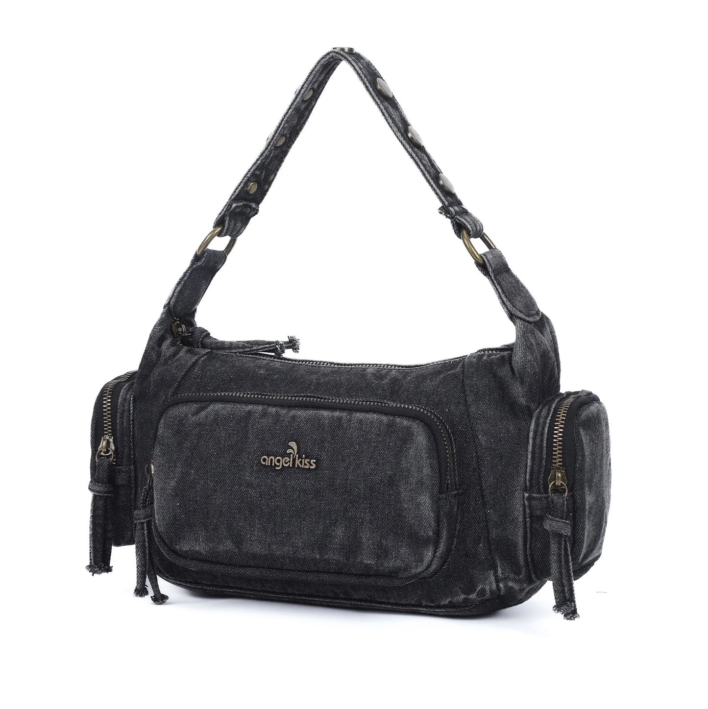 Damen-Handtasche aus Denim mit Top-Handle Stil und großzügigem Innenfach mit Reißverschluss