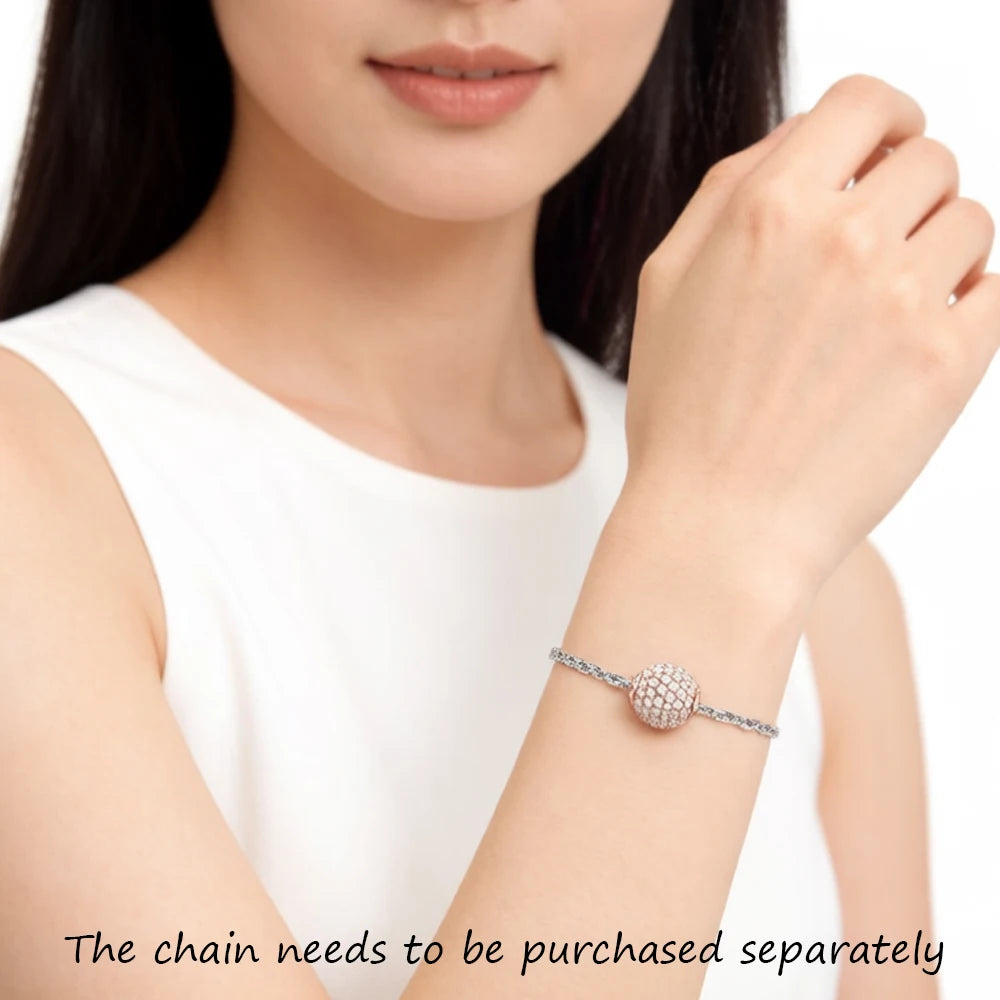 Damen-Charm Perle rosa Pavé Roségold aus Sterlingsilber