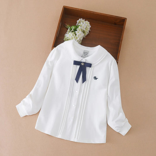 Mädchen Schul hemd Frühling Herbst Schuluniform Kinder Langarm Kinder Blusen Mädchen weiße Top Kleidung