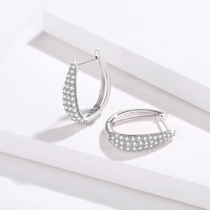 Damen-U-Form-Hoop-Ohrringe aus Silber 925, vergoldet mit 18K Gelbgold, Moissanite mit Zertifikat