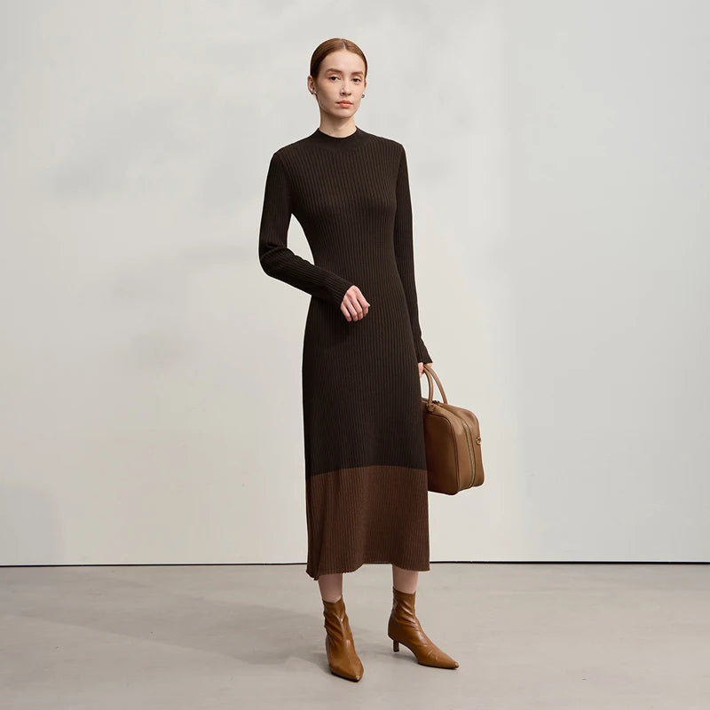 Elegant Damen Strickkleid Mit Halbkragen Für Winter Schlank Und Bequem