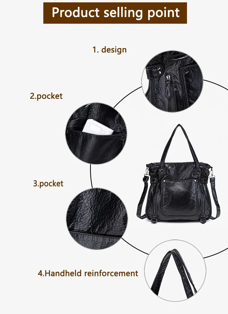 Damen-Handtasche aus weichem Leder mit Mehrfachfächern Große Umhängetasche mit Top-Griff