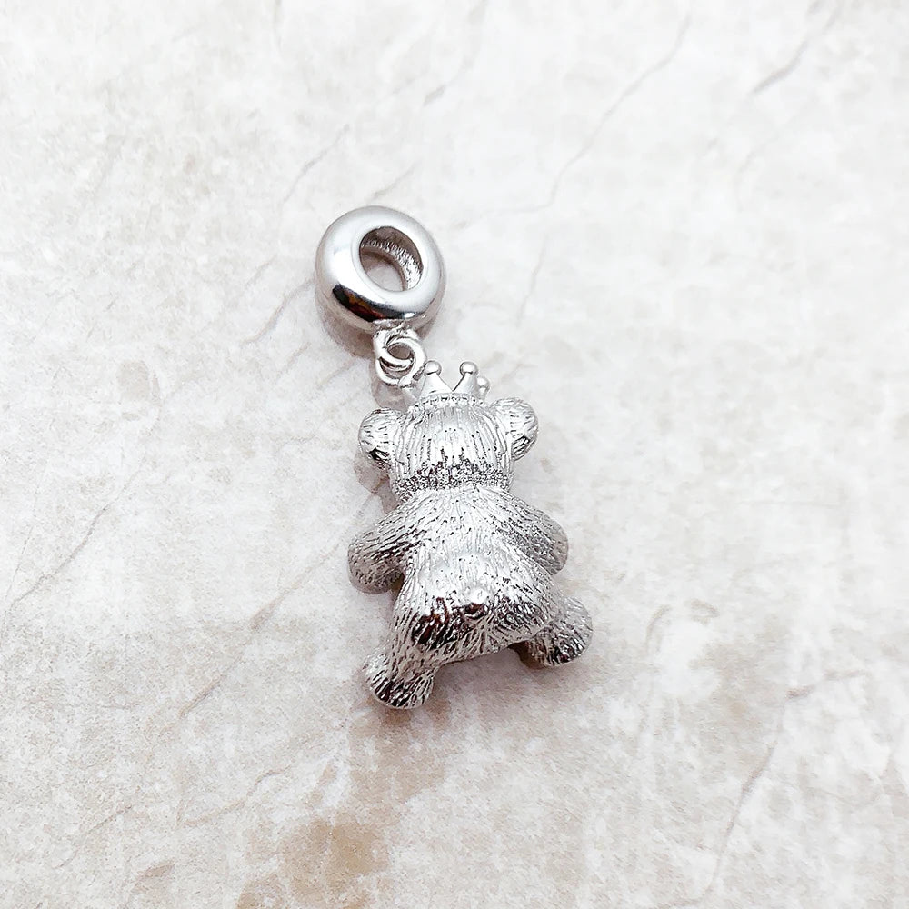 925 Sterling-Silber Teddy-Bär Anhänger mit Krone, Ansicht von unten
