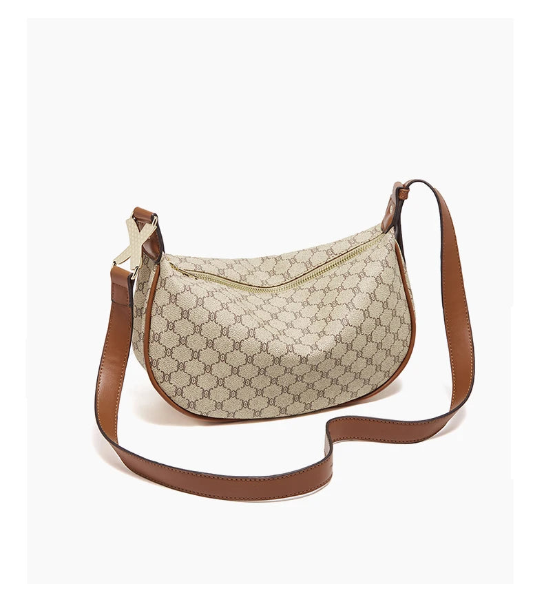Damen Schultertasche aus PVC-Leder im Retro-Hobo-Stil mit großem Fassungsvermögen