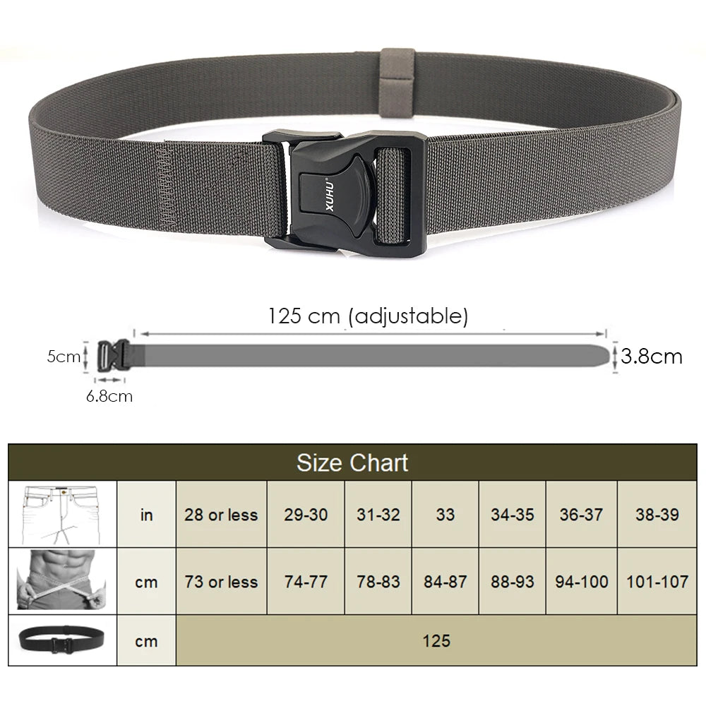 VATLY Elastik-Gürtel Herren 3,8 cm Zink-Schnellverschluss Tactical Outdoor