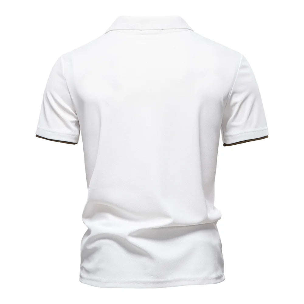 Herren Sommerpoloshirt Atmungsaktiv Leicht Gewebt Slim Fit Cool