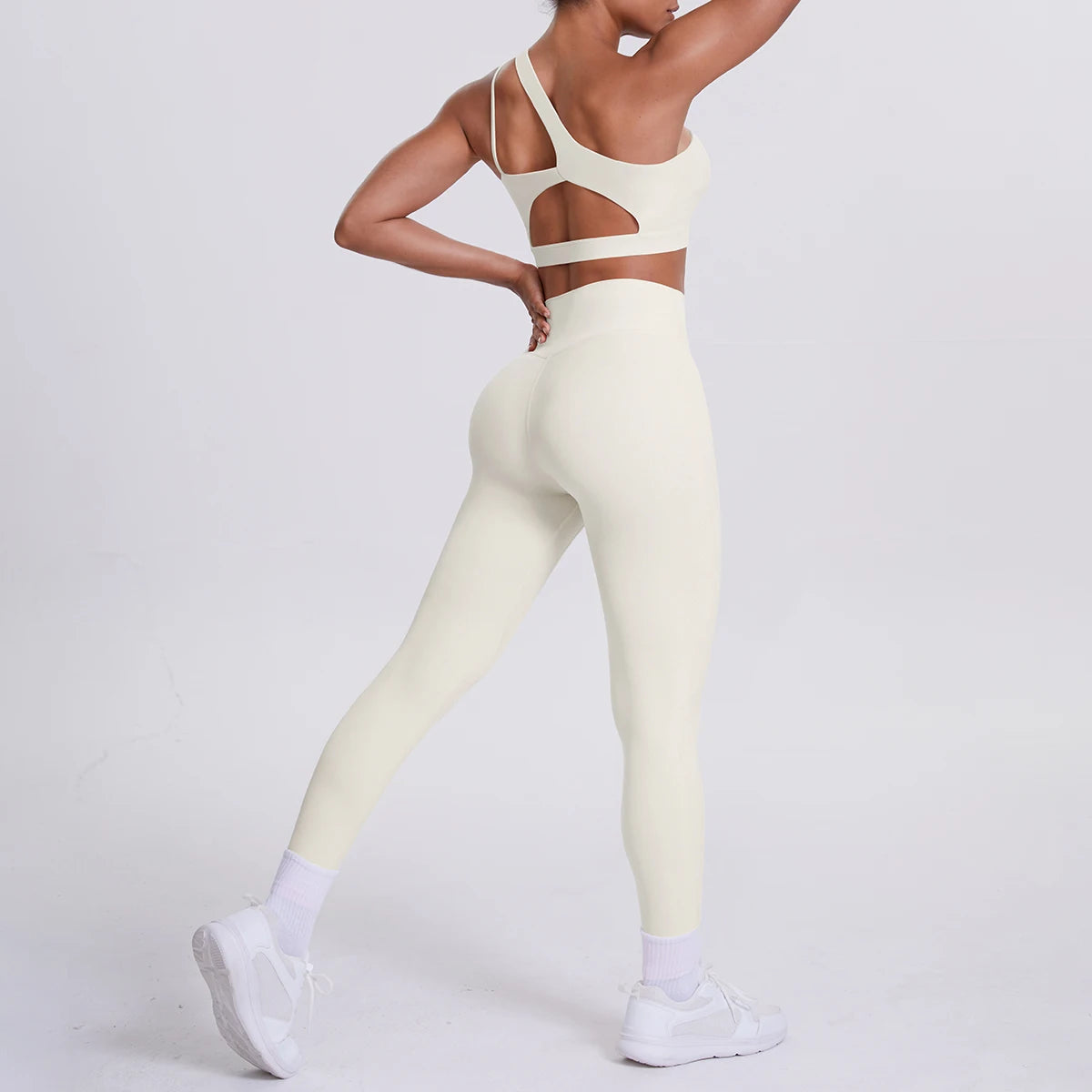Yoga-Set Damen: hellivories Sport-Set mit Rücken-Cutout und Leggings