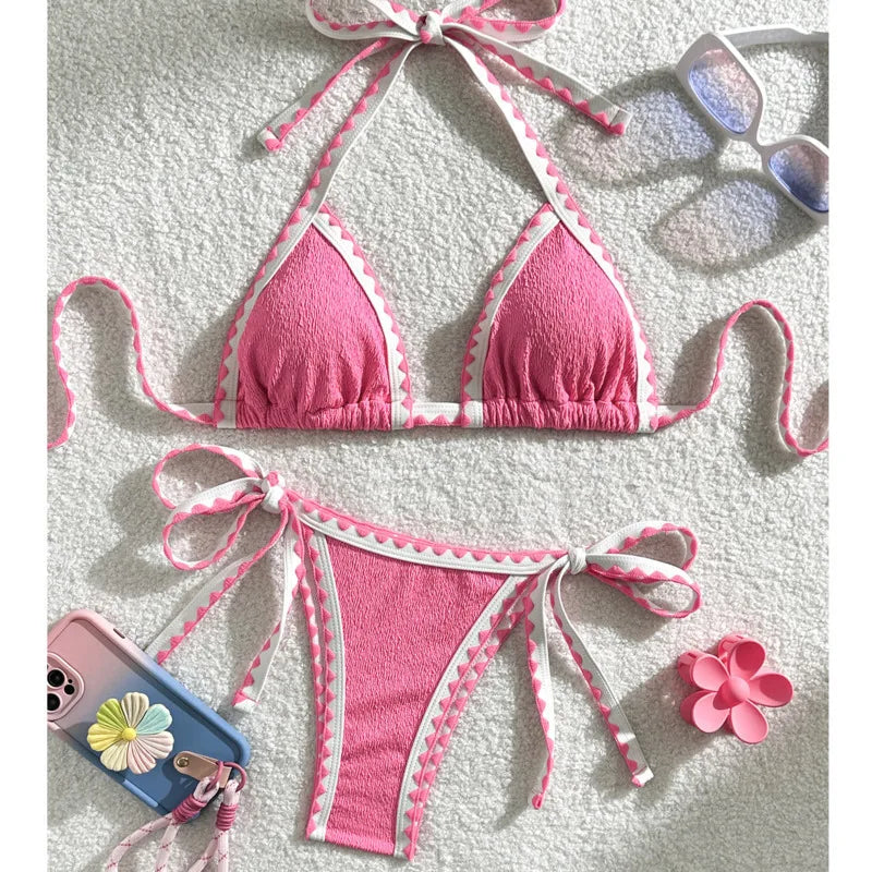 Verführerisches Damen-Bikini-Set in Unifarben – ideal für Strand und Pool