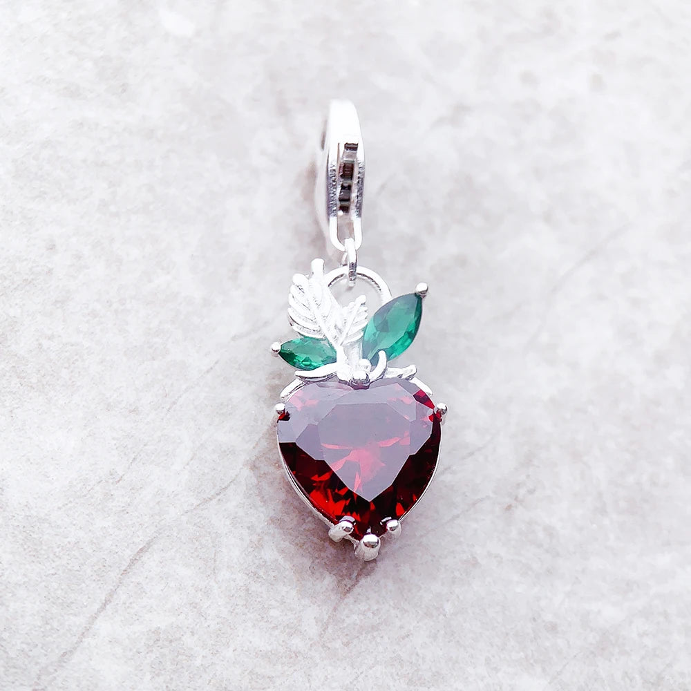 Damen-Charm-Anhänger Erdbeere romantisch Sommer aus Sterlingsilber