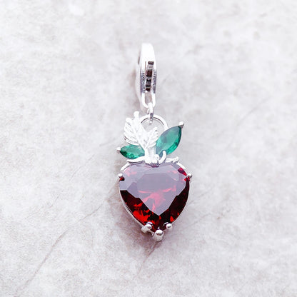 Damen-Charm-Anhänger Erdbeere romantisch Sommer aus Sterlingsilber