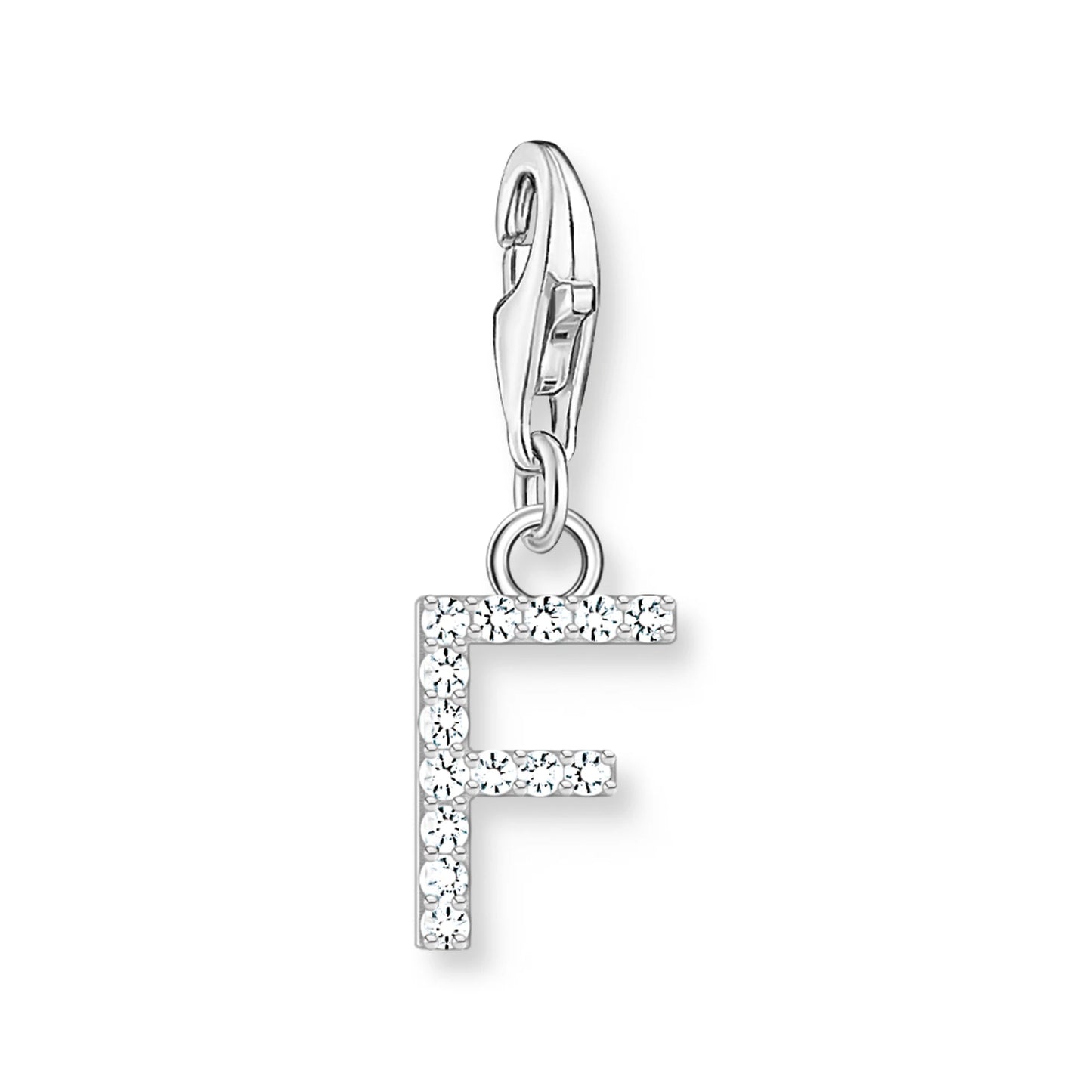 Damen-Charm-Anhänger Buchstaben weißer Stein klassisch aus Sterlingsilber
