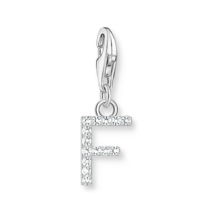 Damen-Charm-Anhänger Buchstaben weißer Stein klassisch aus Sterlingsilber