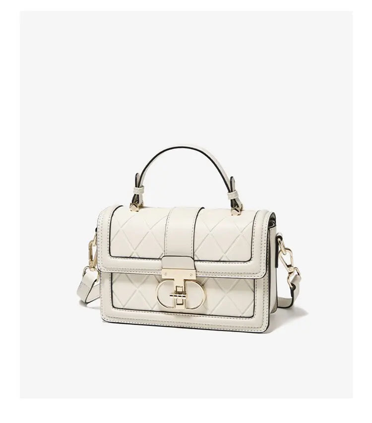 Damen Top-handle Tasche aus Split Leder mit Diamant-Gitter