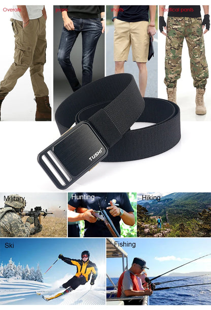 Herren-Gürtel Elastisch 35 mm Breite Mit Steck-Schnalle Für Outdoor-Aktivitäten Camping