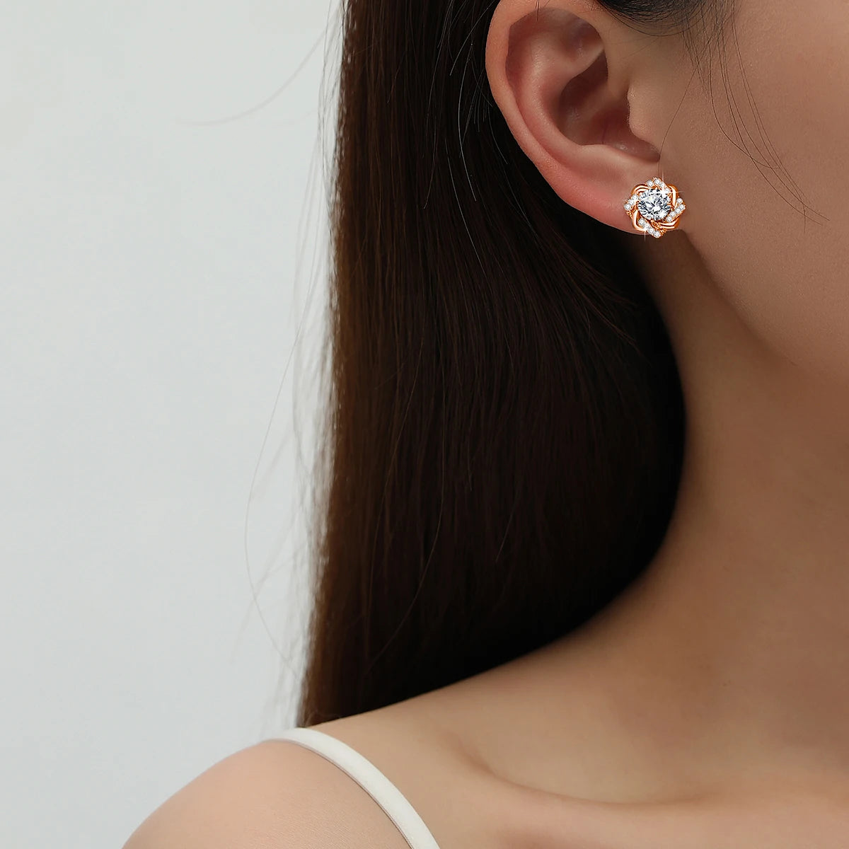 Damen-Moissanit-Ohrringe mit Zertifikat, 2 Karat Rosegold, Davidstern-Design, Luxusschmuck