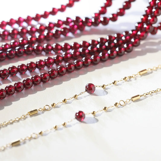 Damen-Armband mit Granat-Naturstein und Edelstahl